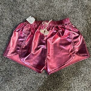 Shiny pink kids shorts